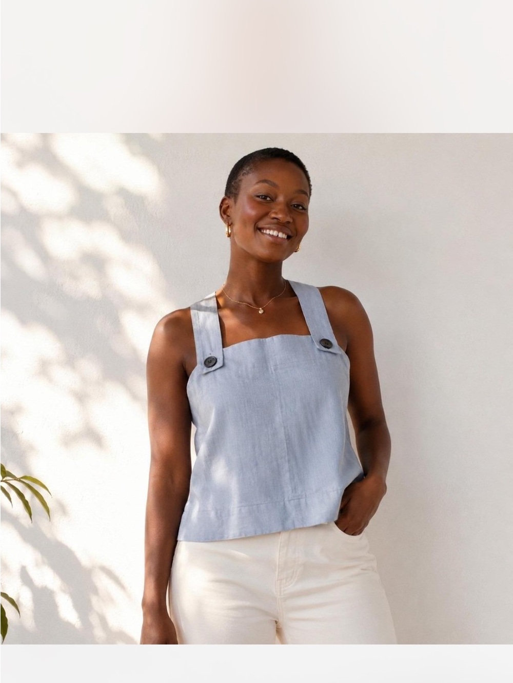 Everlane 100% Linen Top in Light Gray